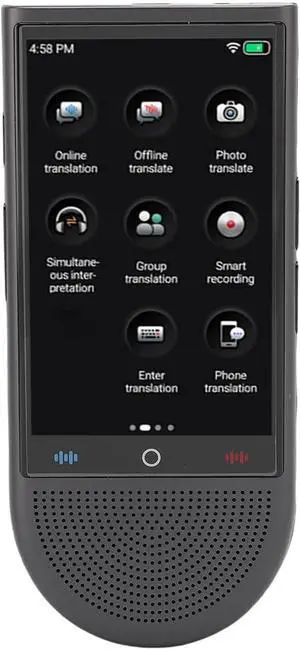 Multilingual Voice Translator Device with 138 Languages TwoWay HD Sound NoiseCanceling Mic 4" Touchscreen Portable for Travel Business - 1500mAh Battery