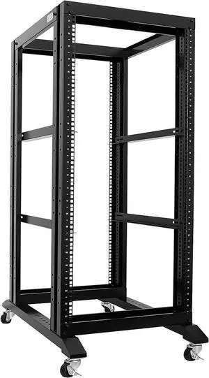 Raising Electronics Server Rack Open Frame Rack 4 Post 19 inch Adjustable Server/Audio Rack Aluminum(24U,24Depth)