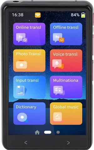 Language Translator Device, Multifunctional Portabl Translator, rt WiFi Hotspot Online Offline,Photo Translation, Built in MP3 Player, Black
