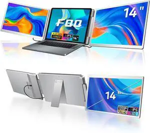 Laptop Screen Extender, 14-inch FHD 1200P IPS Triple Screen Laptop Monitor Extender Fits 1216.5 inch, Portable Monitor Compatible with Windows and MacBook, Gray