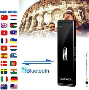 Portable Mini Wireless Smart Translator 70 Languages Two-Way Real Time Instant Voice Translator APP Bluetooth (Silver)
