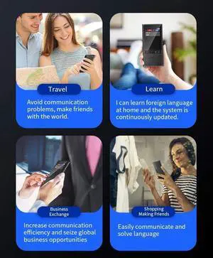 WiFi Mini Portable Real Time Language Voice Talking Translator, 2.8 Inch Screen Smart Voice Camera Translator Travel Machine 106 Languages Translator,Black Bathing in Sunlight