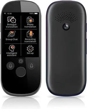 2.4inch Screen Voice Translator Smart Business Travel AI Translation Machine 512GB+4GB 45 Languages Translator (Color : Black) (Blue) Elegant Vision (Black)