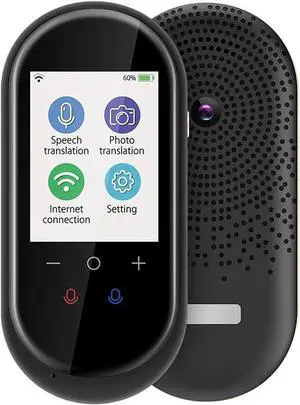 Language Translator Device, Two Way Instant Voice Translation, with Camera Translation, 2.4 Inch Screen Supports 106 Languages, for Travelling Learning Business,White (Black) Vision (Black)