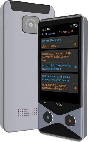 Language Translator Device Real Time, 2025 Upgraded Ai Translator Instant Two Way 137 Languages Translation Device, Support ChatGPT/4G SIM/Online/Offline/Photo Translation for Business Travel-Grey