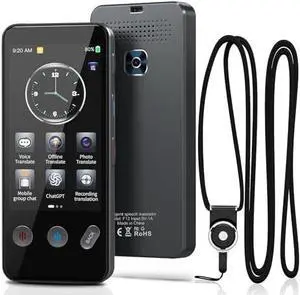 Language Translator Device, Two-Way AI Voice Translator, Supports 142+ Languages, Voice/Text/Offline/Photo Translation, Perfect for Travel and Business (F13black01)