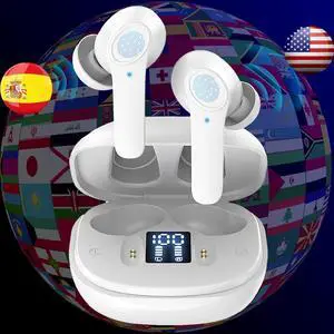B11 Instant Translator Earbuds - 138 Language Voice Translation Device Two Way, Translating Earbuds Real Time, Audífonos Traductor de Voz Instantáneos de Idiomas Español Ingles (White)