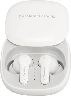 Bluetooth Translation Earphones, 144 Languages, 0.2S Translation Speed, Cordless BT 5.0, Touch Mode Real Time Translation, Large Capacity Battery, for Android, for iOS (White)