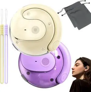 Auriculares Traductores de Idiomas, HY-T26 Pro Language Translator Headphones, Wireless Bluetooth Translation Earbuds with Storage Bag Real Time Translation Support 75 Languages (Beige+Purple)