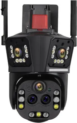 10K 20MP WiFi IP Camera Outdoor Three Screens Five Lens 20X Zoom 6K PTZ Auto Tracking Waterproof Home Security Cameras(UK Plug,10K 20xZoom No Card)