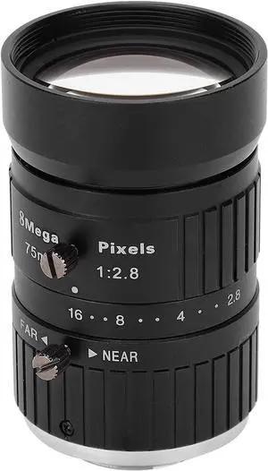8MP Industrial Camera Lens, C Mount, 75mm Length, 1in Image Format, Manual Iris for Precise Imaging