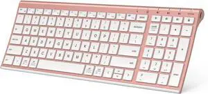 iClever BK10 Bluetooth Keyboard, Multi-Device Wireless Keyboard with Numeric Keypad, Rechargeable Ultra Slim Compact Portable Keyboard for Mac, iPad, PC, Desktop, Laptop, iOS, Android, Windows