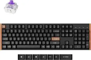 Keychron K10 HE Full Size Custom Mechanical Gaming Keyboard, Wood Frames with RGB Hot-Swappable Hall Effect Gateron Double-Rail Magnetic Nebula Switch, 2.4 GHz/Bluetooth/Wired - Carbon Black