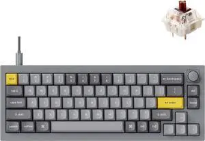 Keychron Q2 65% Wired Mechanical Keyboard Knob Version - Programmable with Hot-Swappable Gateron G Pro Brown Switch, Double Gasket Design, RGB Backlit - Full Aluminum & PBT Keycaps for Mac/Windows