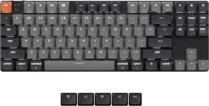 Keychron New K1 Ultra-Slim Wireless Bluetooth/Wired Mechanical Keyboard, TKL Layout, White LED Backlight, Keychron Low-Profile Mechanical Banana Switch for Mac/Windows/Linux(Version 6)