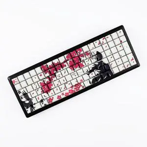 YMDK 131 Raven Sakura Keycap Cherry Profile Double Shot Sidelit Shine Through PBT Keycaps for MX Mechanical Keyboard