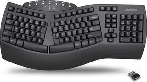 Perixx Periboard-612B Wireless Ergonomic Split Keyboard with Dual Mode 2.4G and Bluetooth Feature, Compatible with Windows 10 and Mac OS X System, Black, US English Layout