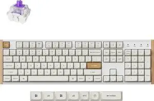 Keychron K10 HE Full Size Custom Mechanical Gaming Keyboard, Wood Frames with RGB Hot-Swappable Hall Effect Gateron Double-Rail Magnetic Nebula Switch, 2.4 GHz/Bluetooth/Wired - Shell White