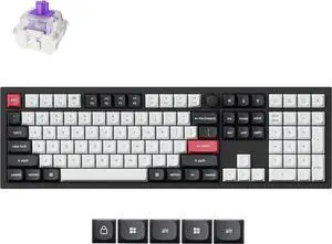 Keychron Q6 HE Custom Knob Full Metal Mechanical Gaming Keyboard, Full Size Hot-Swappable with Hall Effect Gateron Double-Rail Magnetic Nebula Switch, 2.4 GHz/Bluetooth/Wired - Carbon Black