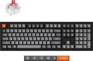 Keychron K10 Max Custom Mechanical Gaming Keyboard, Full Size Programmable Macros, Bluetooth 5.1/2.4 GHz/Wired with RGB Backlight Hot-swappable Keychron Super Red Switch for Win/Mac/Linux