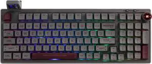 EPOMAKER RT100 97 Keys Gasket BT5.0/2.4G/USB-C Mechanical Keyboard with Customizable Display Screen, Knob, Hot Swappable Socket, 5000mAh Battery for Win/Mac (RT100 Grey, Wisteria Linear Switch)