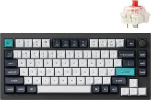 Keychron Q1 Max Hotswap Wireless Mechanical Keyboard|RGB|Aluminum Frame|Carbon Black|with Knob|Gateron Jupiter Red|75% Layout (84 Keys)|Windows Mac OS (Q1M-M1)