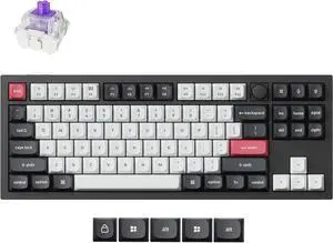 Keychron Q3 HE Custom Knob Mechanical Gaming Keyboard, TKL Layout Hot-Swappable Full Metal with Hall Effect Gateron Double-Rail Magnetic Nebula Switch, 2.4 GHz/Bluetooth/Wired - Carbon Black