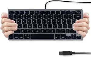 Macally Small USB Wired Keyboard for Mac and Windows - 78 Scissor Keys, 13 Shortcut Compatible Apple Keyboard - Mini Compact USB Computer Keyboard That Saves Space and Looks Great - Space Grey