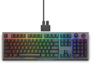 Alienware Pro Wireless Gaming Keyboard - Bluetooth 5.1/2.4 GHz Radio Frequency Connectivity, Linear Mechanical, Hot-swappable switches, Tri mode connectivity, Adjustable Height - Dark Side of the Moon