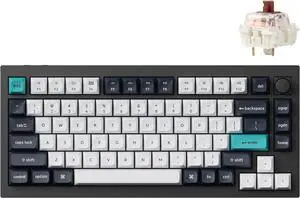 Keychron Q1 Max Hotswap Wireless Mechanical Keyboard|RGB|Aluminum Frame|Carbon Black|with Knob|Gateron Jupiter Brown|75% Layout (84 Keys)|Windows Mac OS (Q1M-M3)