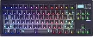 BOYI GMK87 Barebones Keyboard Kit,VIA Programable Gasket Mounted BT5.0/2.4GHz/Type-C Wired Hot-Swap RGB Custom DIY Mechanical Keyboard with TFT Screen&Knob(Black)