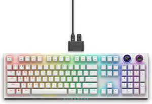 Alienware Pro Wireless Gaming Keyboard - Bluetooth 5.1/2.4 GHz Radio Frequency Connectivity, Linear Mechanical, Hot-swappable switches, Tri Mode connectivity, Adjustable Height - Lunar Light