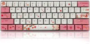 BOYI Wired 60% Mechanical Gaming Keyboard,Mini RGB Cherry MX Switch PBT Keycaps NKRO Programmable Type-C Keyboard for Gaming and Working (Cherry Blossom,Gateron G Pro 3.0 Yellow Switch)