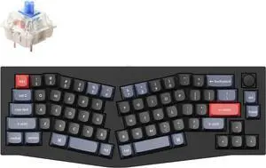 Keychron Q8 Hot-swappable Wired Mechanical Keyboard with RGB LED|Gateron G Pro Blue Switch|Knob Version|for Windows and Mac|65% Alice Layout (68 Keys)|Aluminum Frame (Black,Q8-M2)