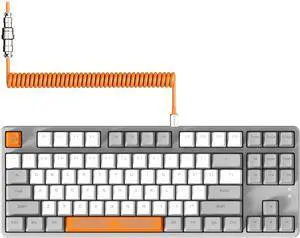 MAGIC-REFINER AK873 Gaming Keyboard,Hot-Swappable Linear Red Switch,PBT Keycap,75% TKL Layout,Rainbow Backlit,Ergonomic Mechanical Keyboard with Custom Coiled USB/Type-C Aviation Cable(Orange Gray)