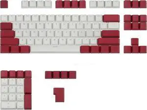 Happy Balls PBT Keycaps Backlit Doubleshot Keycap Set OEM Profile Translucent Cherry MX Key Caps with Keycaps Holder and Puller for 104/87/60%/108 MX Switches Mechanical Keyboard (Red White Combo)