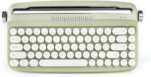 YUNZII Upgraded Wireless Typewriter Keyboard, Retro Keyboard with Integrated Stand, USB-C/Bluetooth Keyboard with Cute Round Keycaps for Multi Device for Win/Mac (B307, Sweet Mint)