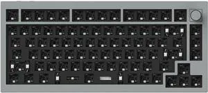 Keychron Q1 Pro Hot-swappable Wireless/Wired Mechanical Keyboard South-Facing RGB Lights Aluminum Frame with Knob Barebone Version 75% Layout (84 Keys) for Windows Mac Linux OS, Silver Grey (Q1P-B2)