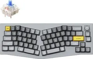 Keychron Q8 Hot-swappable Wired Mechanical Keyboard with RGB LED|Gateron G Pro Blue Switch|Knob Version|for Windows and Mac|65% Alice Layout (68 Keys)|Aluminum Frame (Grey,Q8-N2)