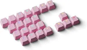 HK Gaming Rubber Keycaps Set | Anti-Slip Texture | Doubleshot Backlit Keycap Set | 23 Keys OEM Profile Key Set | for Mechanical Keyboard | Compatible with Cherry MX, Gateron, Kailh | Prism Pink