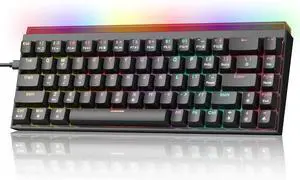 Womier Keyboard 60 Percent with Light Box, Wired Gaming Mechanical Keyboard with MCA Keycaps, OEM Profile, Programable, 64 Keys Hot Swappable RGB Cream Key Board (WK68 PRO-Black)