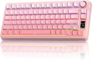 AULA S75 PRO Wireless Mechanical Keyboard with Screen&Knob, Tri-Mode Hot Swappable Gaming Keyboard 75%, Pre-lubed Switches, RGB Backlit, Side Printed PBT Keycaps, Creamy Sounding Computer Keyboards