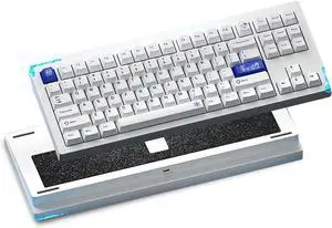 BOYI 80V2 CNC Aluminum 5-Second Quick-Release QMK/VIA Triple-Mode Connectivity Hot Swappable Mechanical Keyboard RGB/FR4/8000mAh with Superior Acoustics (White)