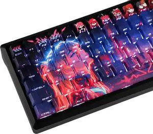 YMDK Asuka Theme Keycaps Anime Full Set 131 Keys Side-lit Shine Through Dye Sub Cherry Profile Double Shot Custom Keycap for MX Mechanical Keyboard
