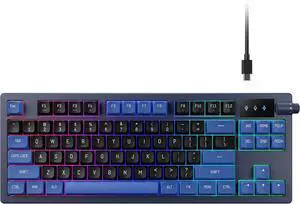 GAMDIAS Hermes E7 Wired Gasket 75% RGB Mechanical Keyboard, Volumn Control Knob, Hot Swappable Linear Red Switch, Backlit RGB with PBT Keycaps, Anti-ghosting with N-Key Rollover