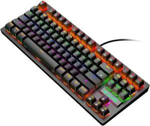 OSALADI Punk Mechanical Gaming Keyboard 87 Keys for Competition and Office Use USB Laptop Keyboard Cool Design