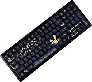 YMDK Dawn Theme Keycaps Sidelit Black Gold Full Set 129 Keys PBT Dye Sub Cherry Profile Keycap for MX Mechanical Keyboard