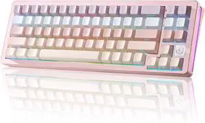 YUNZII AL71 68% Mechanical Keyboard,Full Aluminum CNC,Hot Swappable Gasket,2.4GHz Wireless BT5.0/USB-C Wired,NKRO Programmable RGB Backlight Creamy Typing for Win/Mac (Pink, Crystal White Switch)