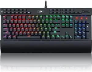 K550 RGB Gaming Keyboard, 104 Keys + 12 Macro G Keys Wired Mechanical Keyboard w/Aluminum Top Plate, Custom Clicky Purple Switch, Extra USB Port & Wrist Rest