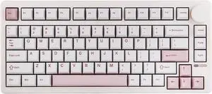 EPOMAKER QK81 75% Wireless Mechanical Gaming Keyboard, QMK/VIA Programmable and Hot-Swappable, 81 Keys with Metal Knob, 2.4Ghz/BT/USB, Creamy Gasket-Mount, RGB Backlight (White, Wisteria Switch)